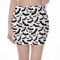 White And Black Halloween Bat Print Pencil Mini Skirt