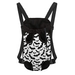 White And Black Halloween Bat Print Pet Carrier Backpack
