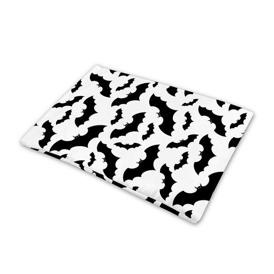 White And Black Halloween Bat Print Pet Cooling Mat Cover