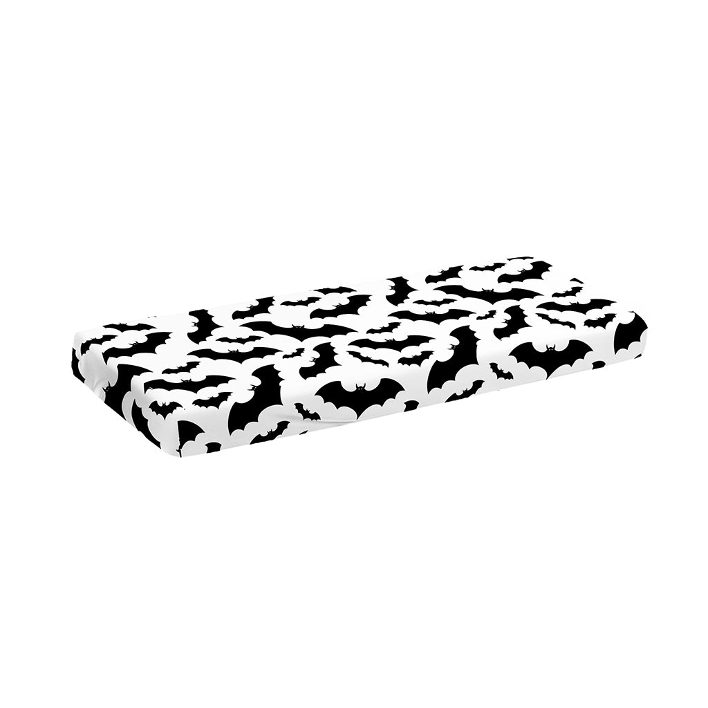 White And Black Halloween Bat Print Piano Keyboard Cover