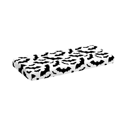 White And Black Halloween Bat Print Piano Keyboard Cover