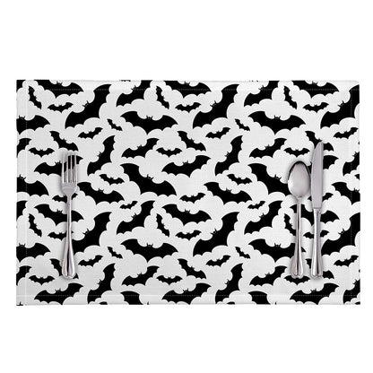 White And Black Halloween Bat Print Placemat