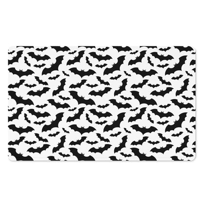 White And Black Halloween Bat Print Polyester Doormat
