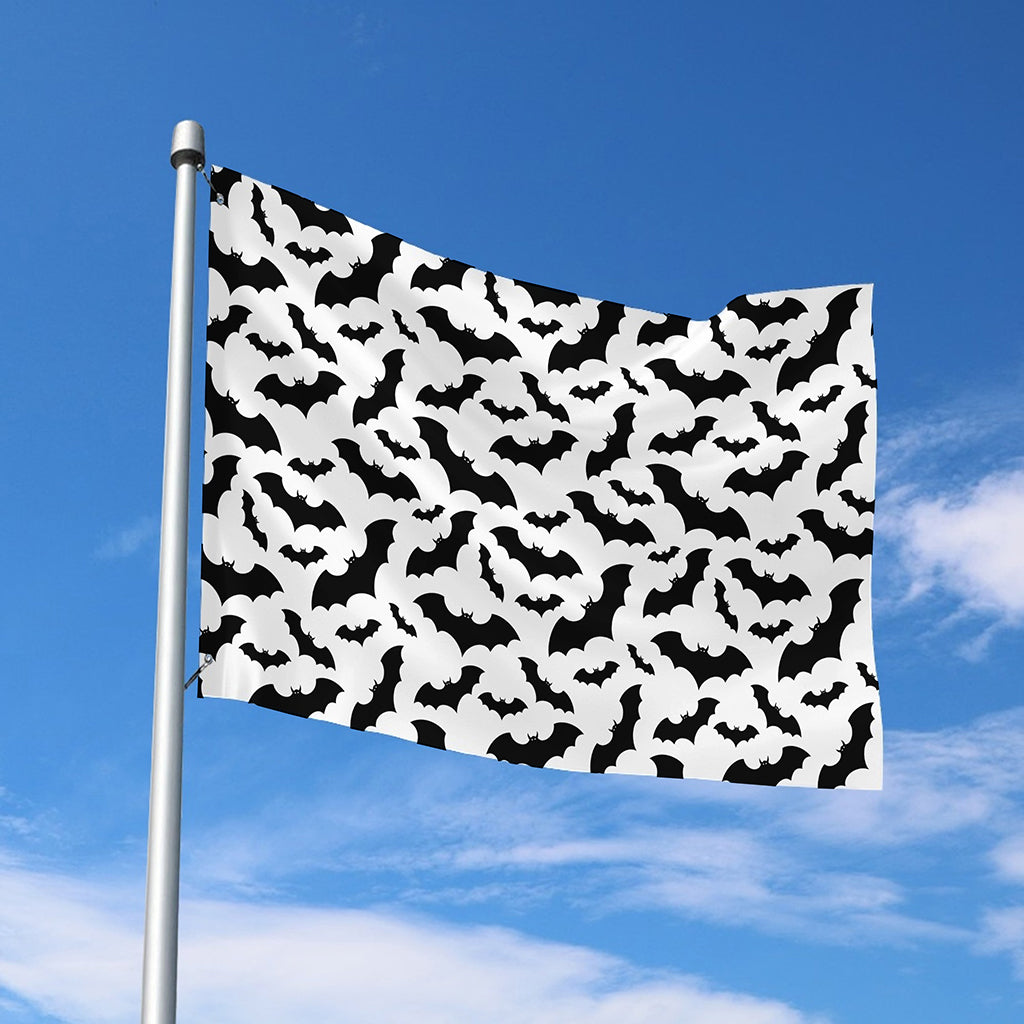 White And Black Halloween Bat Print Polyester Flag