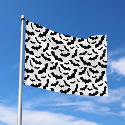 White And Black Halloween Bat Print Polyester Flag
