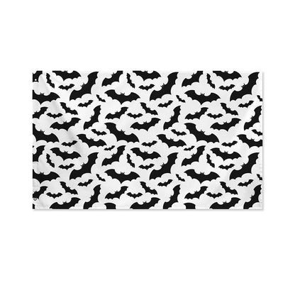 White And Black Halloween Bat Print Polyester Flag