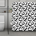 White And Black Halloween Bat Print Polyester Shower Curtain