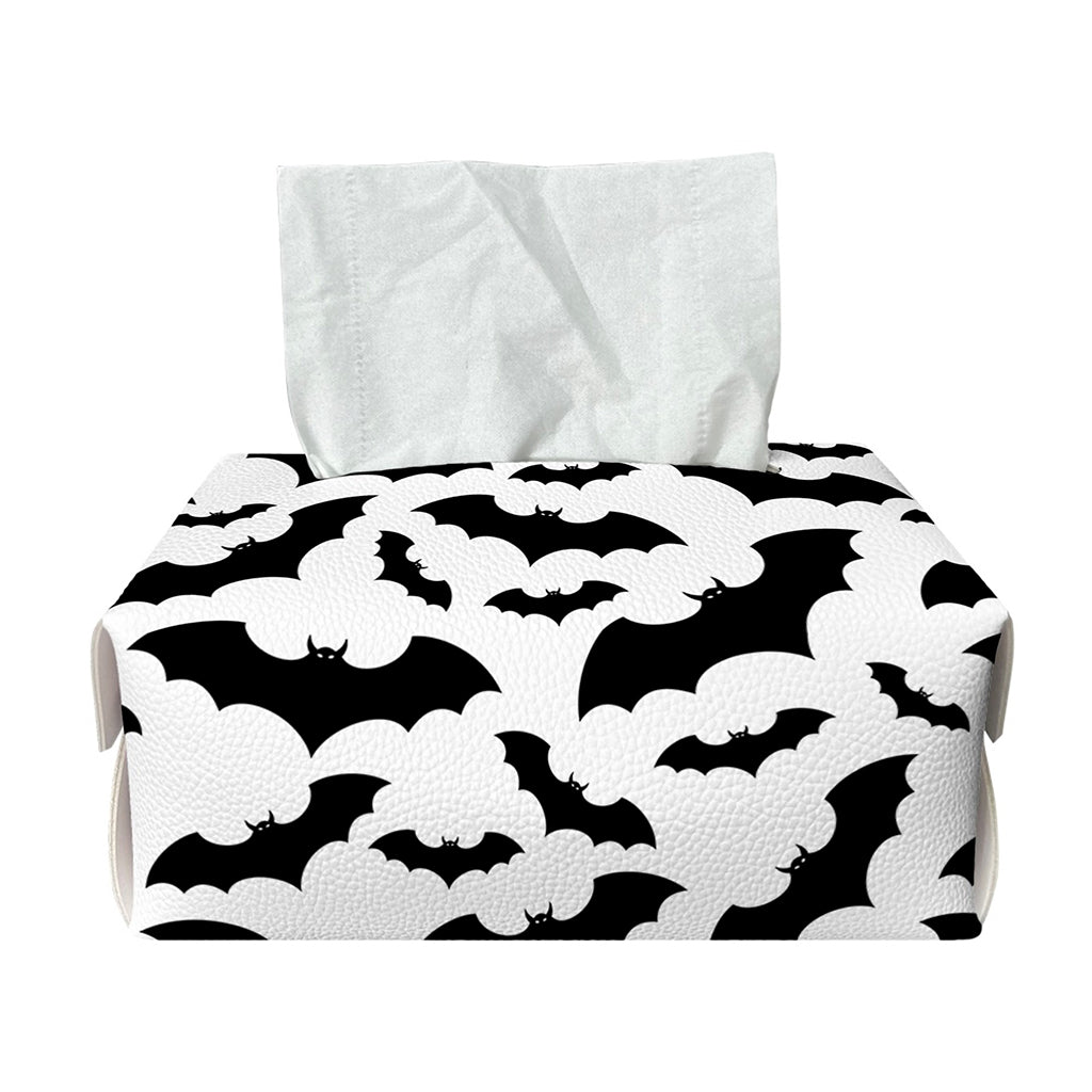 White And Black Halloween Bat Print Rectangle Tissue Box Cover