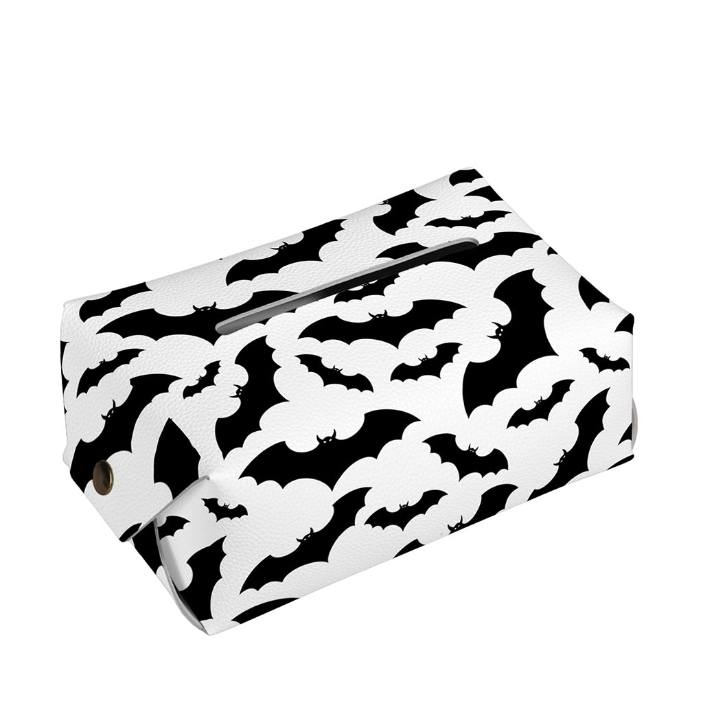 White And Black Halloween Bat Print Rectangle Tissue Box Cover