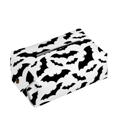 White And Black Halloween Bat Print Rectangle Tissue Box Cover
