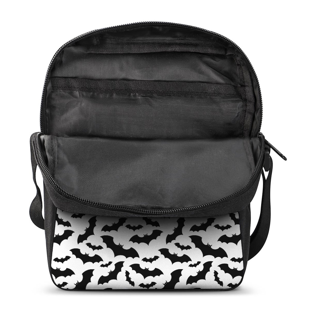 White And Black Halloween Bat Print Rectangular Crossbody Bag