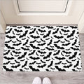 White And Black Halloween Bat Print Rubber Doormat