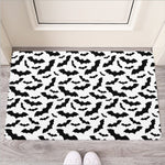 White And Black Halloween Bat Print Rubber Doormat