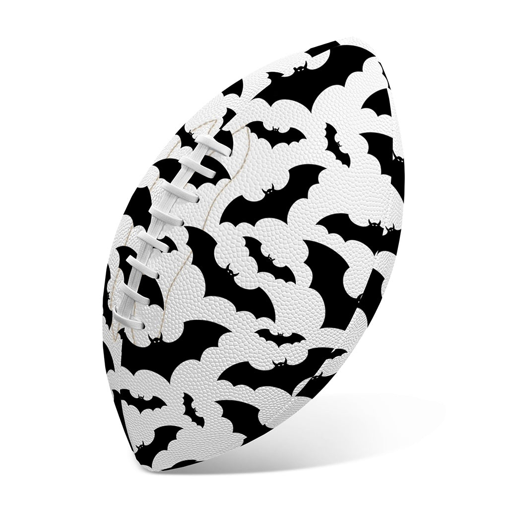 White And Black Halloween Bat Print Rugby Ball