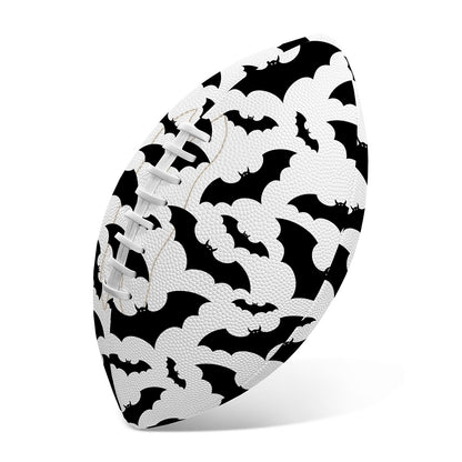 White And Black Halloween Bat Print Rugby Ball