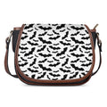 White And Black Halloween Bat Print Saddle Bag