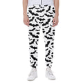 White And Black Halloween Bat Print Joggers