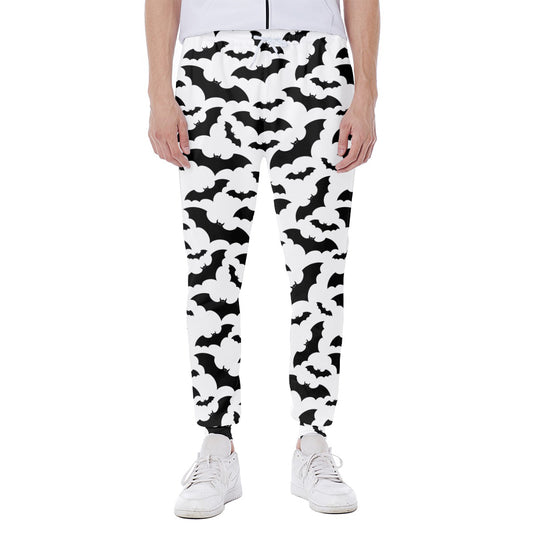 White And Black Halloween Bat Print Scuba Joggers