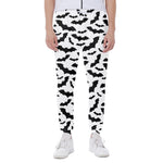 White And Black Halloween Bat Print Scuba Joggers