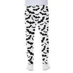 White And Black Halloween Bat Print Scuba Joggers