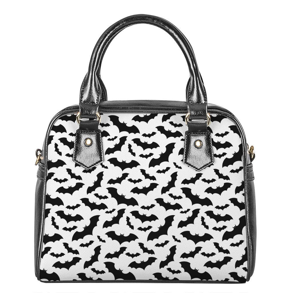 White And Black Halloween Bat Print Shoulder Handbag