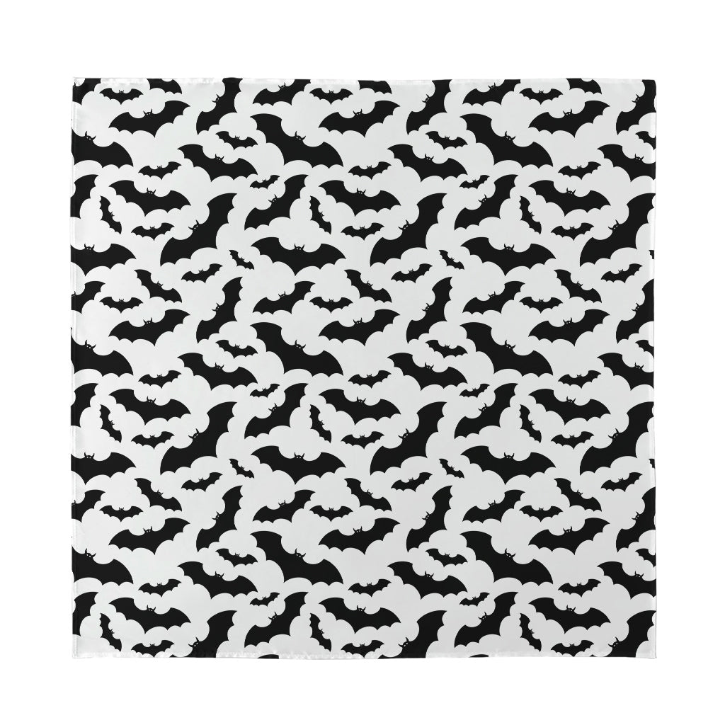 White And Black Halloween Bat Print Silk Bandana