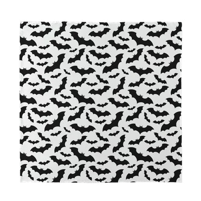 White And Black Halloween Bat Print Silk Bandana