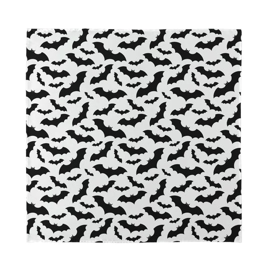 White And Black Halloween Bat Print Silk Bandana