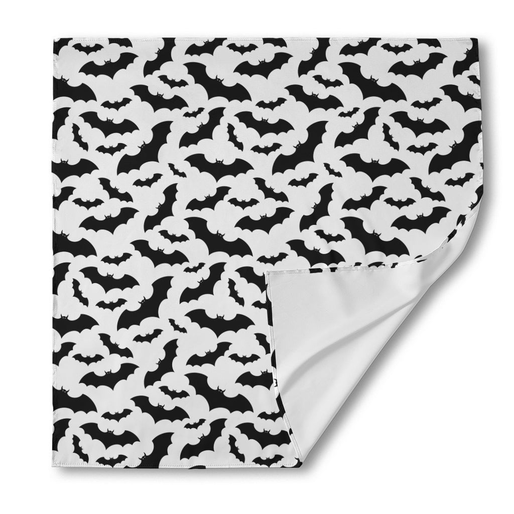 White And Black Halloween Bat Print Silk Bandana