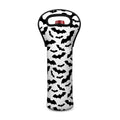 White And Black Halloween Bat Print Single Neoprene Wine Tote