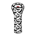 White And Black Halloween Bat Print Single Neoprene Wine Tote