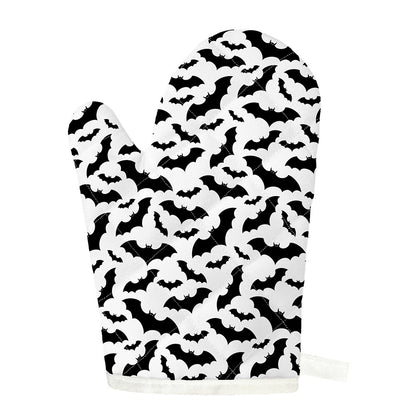 White And Black Halloween Bat Print Single Oven Mitt