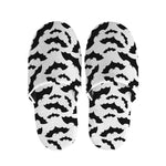 White And Black Halloween Bat Print Slippers