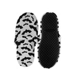 White And Black Halloween Bat Print Slippers