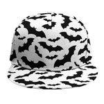 White And Black Halloween Bat Print Snapback Cap