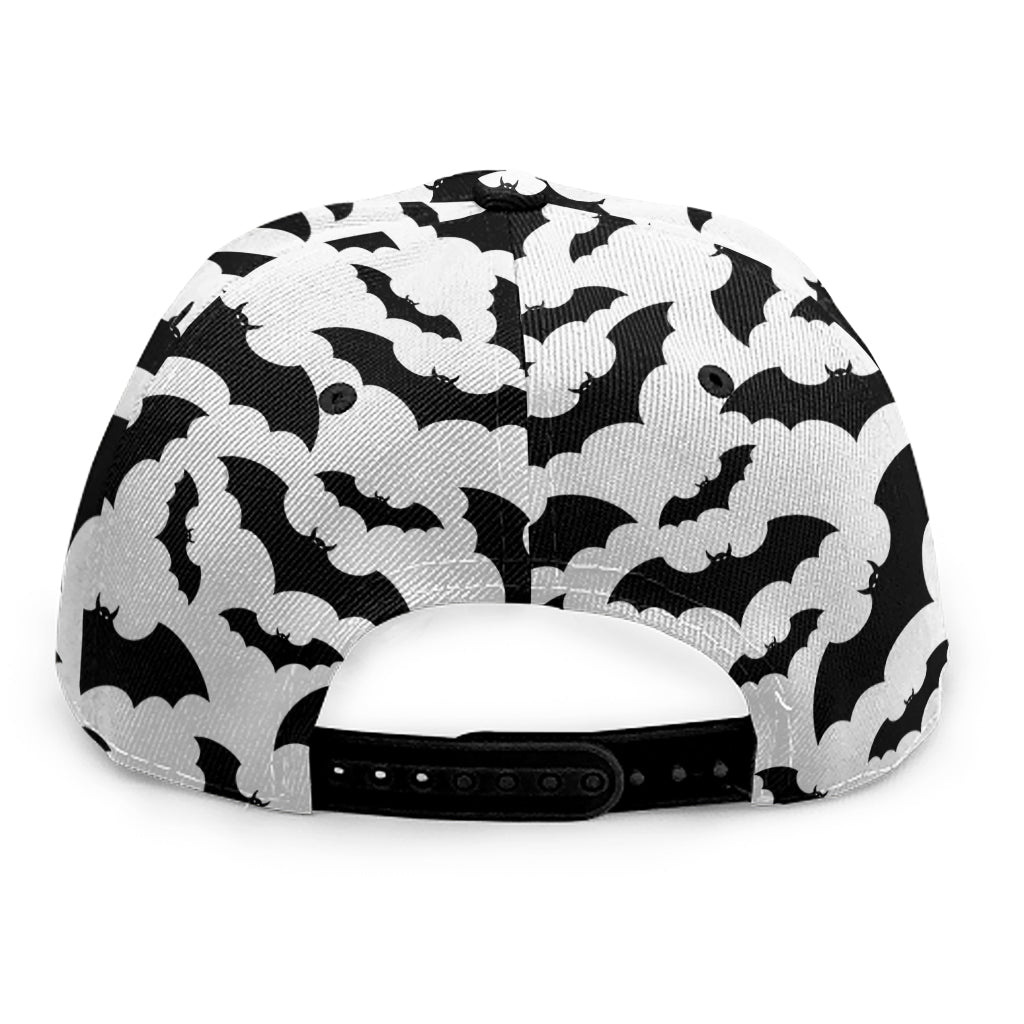 White And Black Halloween Bat Print Snapback Cap