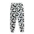 White And Black Halloween Bat Print Sweatpants
