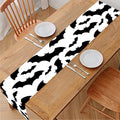 White And Black Halloween Bat Print Table Runner