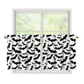 White And Black Halloween Bat Print Tier Curtains