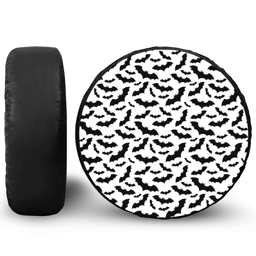 White And Black Halloween Bat Print Tire Cover