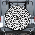 White And Black Halloween Bat Print Tire Cover With Camera Hole