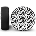 White And Black Halloween Bat Print Tire Cover With Camera Hole