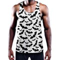 White And Black Halloween Bat Print Men's Workout Tank Top