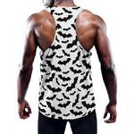 White And Black Halloween Bat Print Training Tank Top