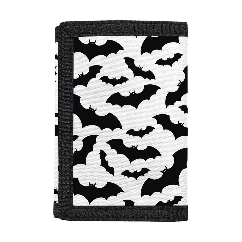 White And Black Halloween Bat Print Trifold Wallet