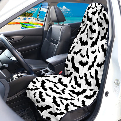 White And Black Halloween Bat Print Waterproof Car Seat Cover