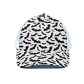 White And Black Halloween Bat Print White Mesh Trucker Hat