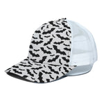 White And Black Halloween Bat Print White Mesh Trucker Cap
