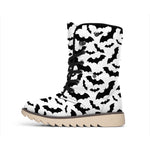 White And Black Halloween Bat Print Winter Boots