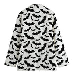 White And Black Halloween Bat Print Women's Cotton Blazer